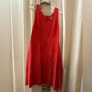Peachy Orange Floral Lace Loft Dress - 10